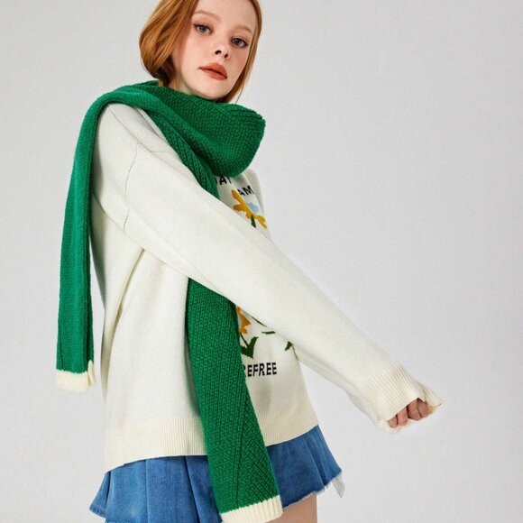 CIDER Green Color Block Knit Scarf - Picture 3 of 3